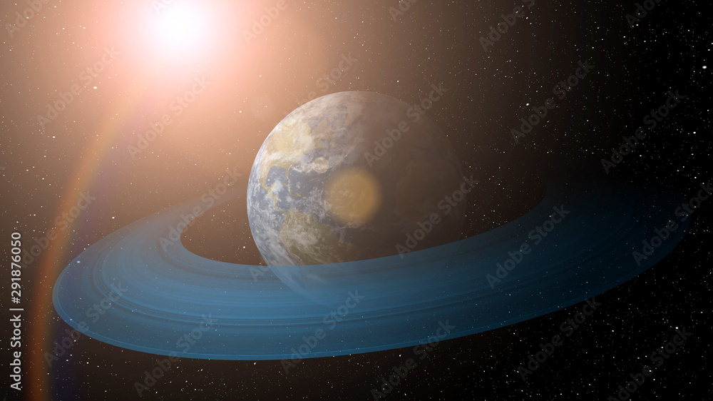 Canvas Prints if world has a saturn rings. surrealistic 3d rendering, fantasy animation. world with saturn's ice r