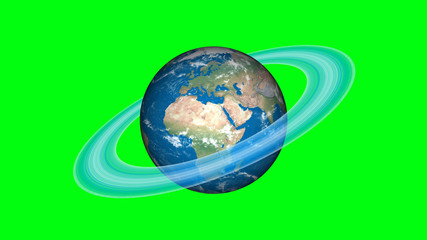 If World has a Saturn rings. Surrealistic 3D rendering, fantasy animation. World with Saturn's ice rings.