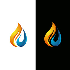 Flame and water drop logo vector
