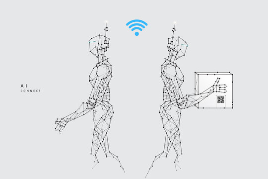 The particles, geometric art, line and dot of Robot delivery