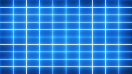 Abstract creative colorful neon grid background. Tiles, squares with glow, neon light. 