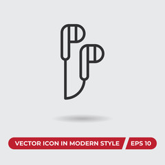 Headphones vector icon in modern style for web site and mobile app