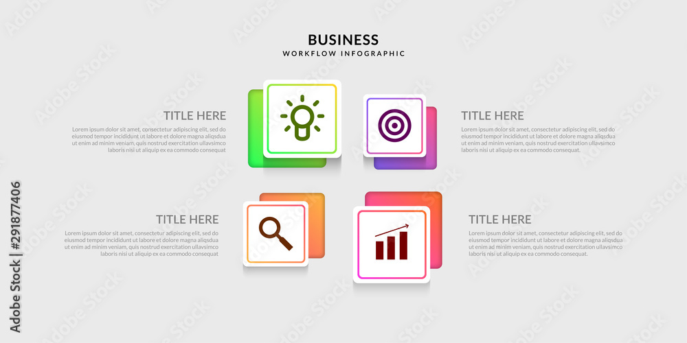Poster modern workflow infographic template, business process graphic with multiple option