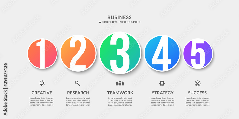 Poster modern workflow infographic template, business process graphic with multiple option
