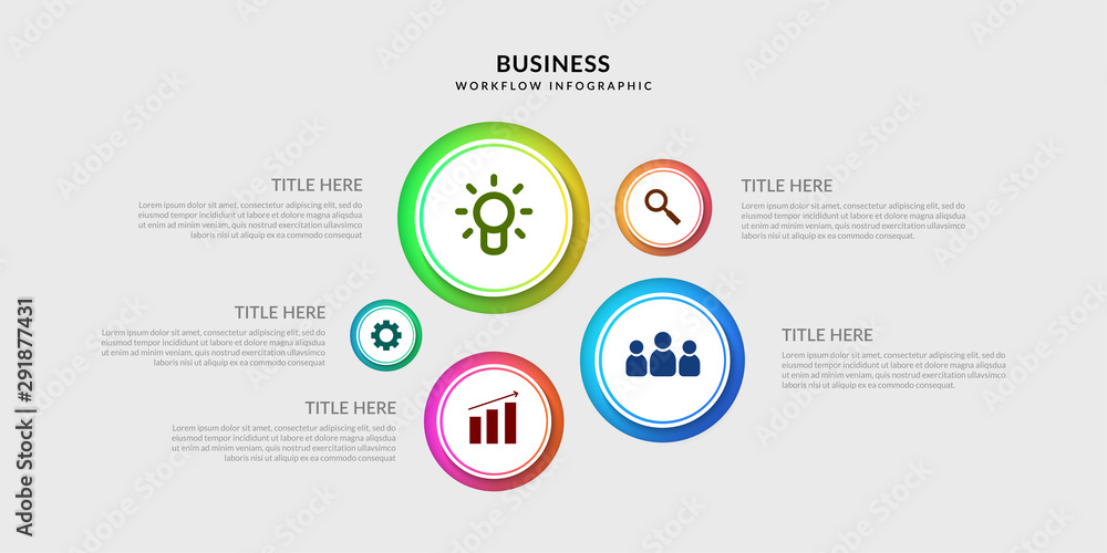 Poster modern workflow infographic template, business process graphic with multiple option