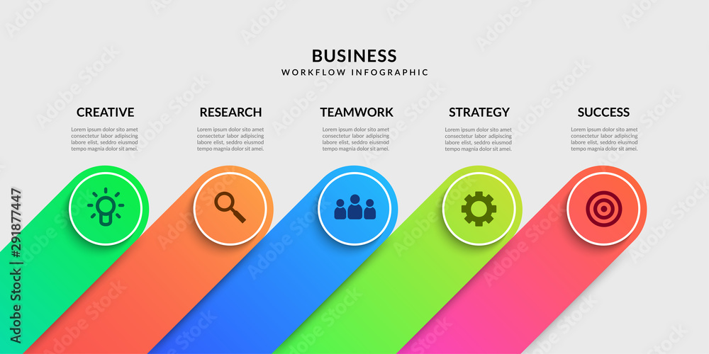 Poster modern workflow infographic template, business process graphic with multiple option