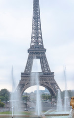 Beautiful view of the Eiffel Tower with fountains, vertical picture
