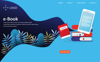 eBook, landing page vector illustration concept