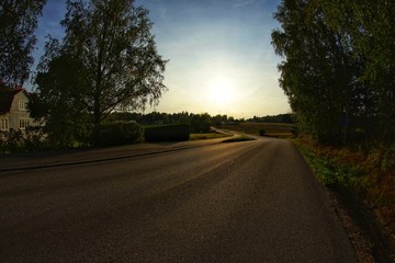 Empty road in the evening