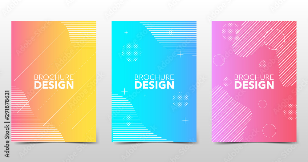 Canvas Prints set of beautiful minimal backgrounds with trendy halftone gradients, colored brochure design with ge