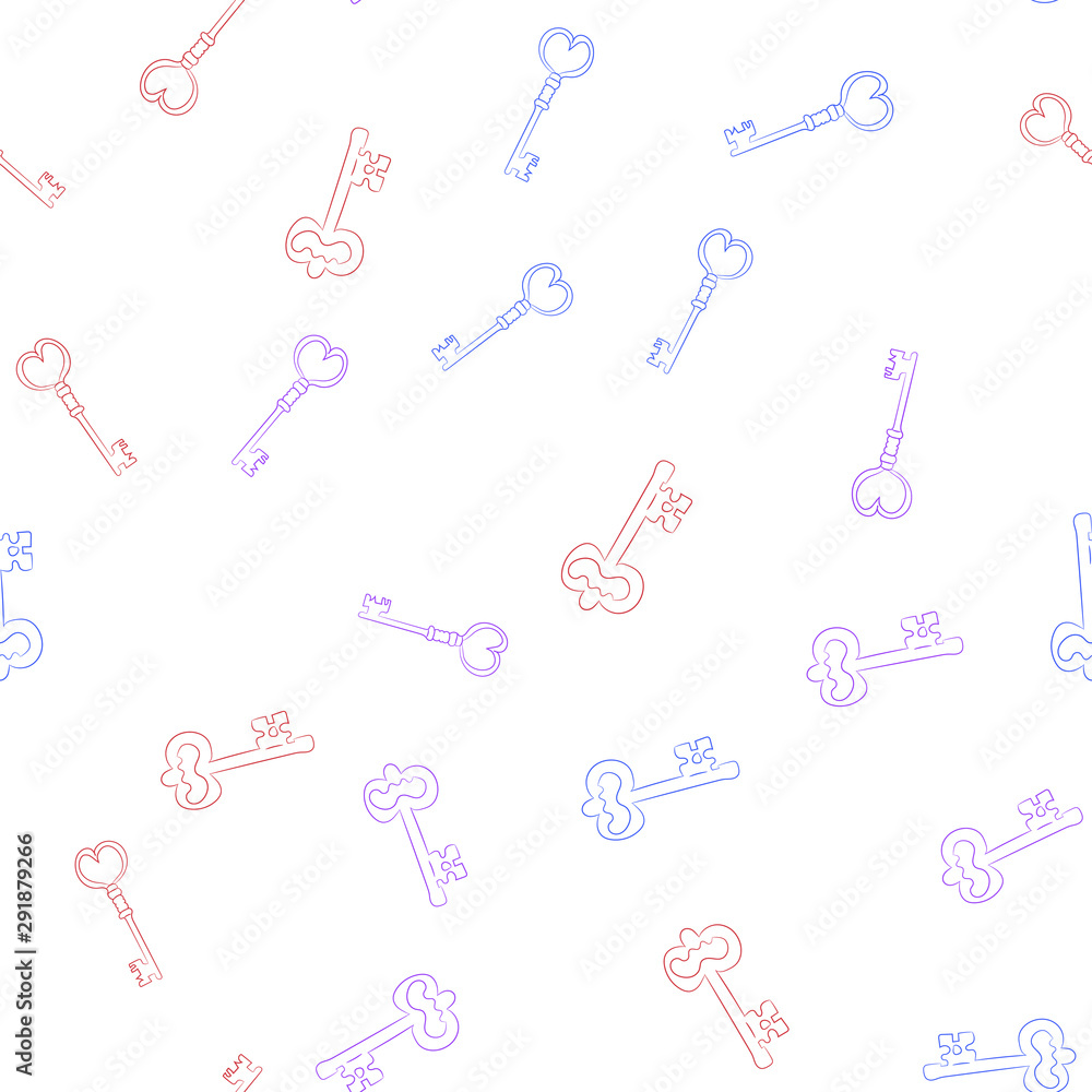 Poster seamless vector pattern with keys. texture for textile, wallpaper and backdrop