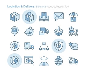 Logistics & Delivery vector icon outline bluetone collection Vol.1/6