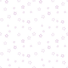 Cute seamless pattern with scattered stars. Repeated girly print. Blue, pink, white colors. Vector illustration.