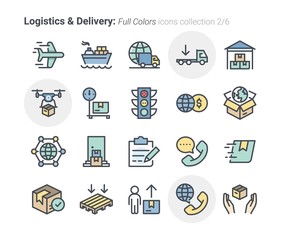 Logistics & Delivery vector icon outline colors collection Vol.2/6