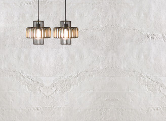 empty stone wall interior design, modern decorative design lamp
