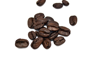 Coffee beans isolated on a white background.