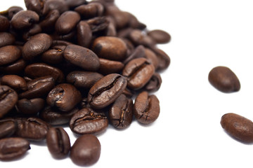 Coffee beans isolated on a white background.