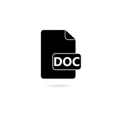 Download DOC button icon isolated on white background