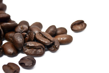 Coffee beans isolated on a white background.