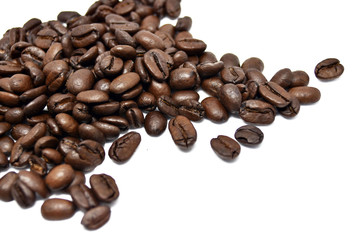 Coffee beans isolated on a white background.