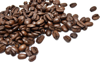 Coffee beans isolated on a white background.