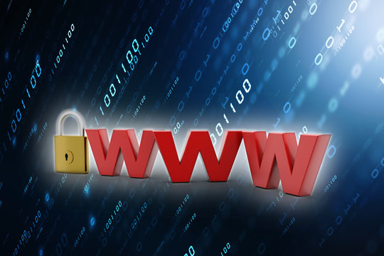 3d rendering Padlock with www