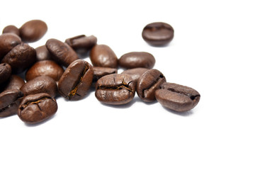 Coffee beans isolated on a white background.