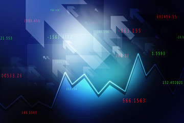 2d rendering Stock market online business concept. business Graph 