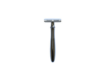 Metal razor isolated on white background. Stylish men idea for a gift. Barber shop things.