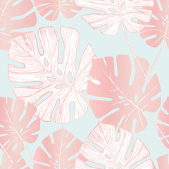 tropical leaf silhouette elements background.