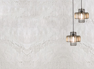 empty stone wall interior design, modern decorative design lamp
