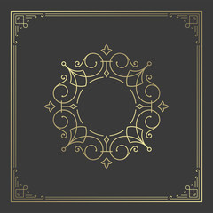 Vintage flourishes ornament swirls lines frame template vector illustration.