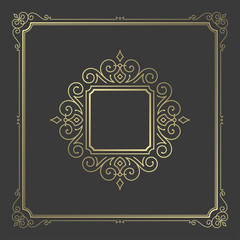 Vintage flourishes ornament swirls lines frame template vector illustration.