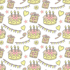 Happy birthday celebration seamless pattern, vector