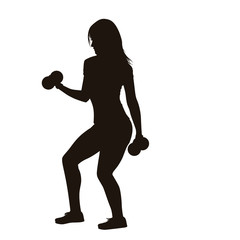 Women Exercise With Dumbbells Silhouette