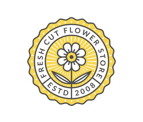 Flower emblem. Vector template.