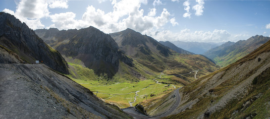 View of Col du Tourmalet in pyrenees mountains