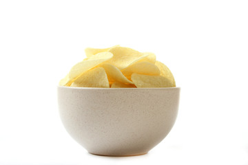 Potato Chips Isolated On White. Snacks