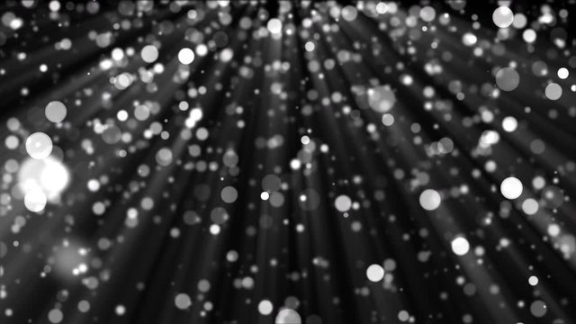 3D rendering silver sequins shimmer and create bokeh on a black background. Computer generated abstract background