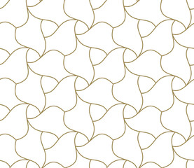 Seamless pattern with abstract geometric line texture, gold on white background. Light modern simple wallpaper, bright tile backdrop, monochrome graphic element