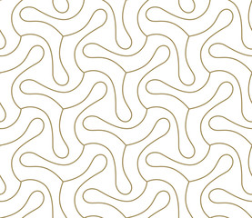 Seamless pattern with abstract geometric line texture, gold on white background. Light modern simple wallpaper, bright tile backdrop, monochrome graphic element