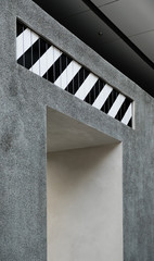 industry building entrance gate with black and white pattern view