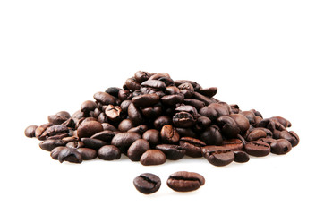 Fresh Roasted Coffee Beans Isolated On White Background