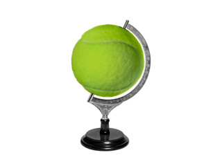 Globe sphere orb Tennis ball concepts on white background. Sport concepts