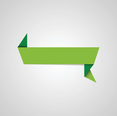 Green origami banner. Vector.
