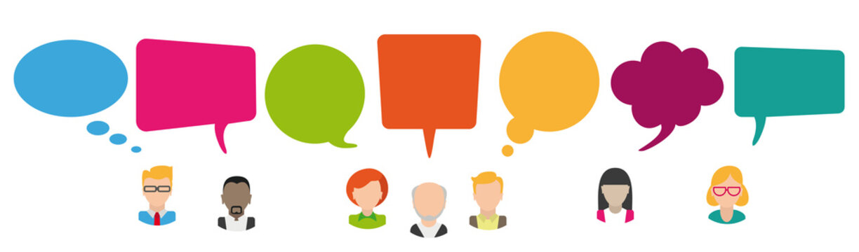 Colored Speech Bubbles Header Humans Kommunikation