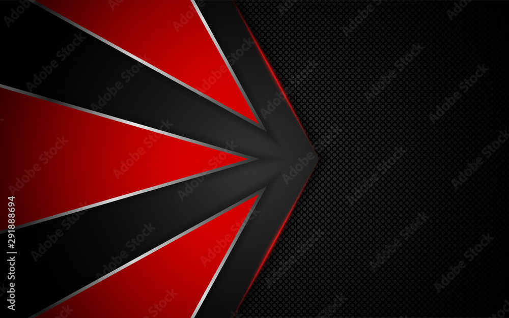 Poster abstract red metallic texture on dark background. technology vector design template concept for use 