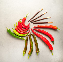 red chili peppers on white background