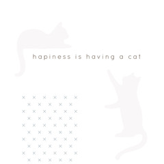 Vector hand drawn objects with a text. Vector minimal background for a pet related topic with cat silhouettes.