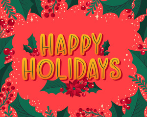 Christmas and New Year background for holiday party. Vector illustration with festive lettering season wishes.